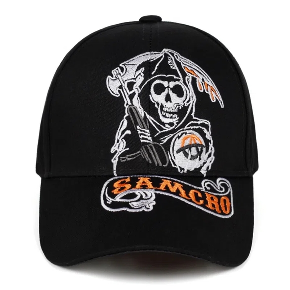 Men's Sports Black Reaper Embroidered Woven Baseball Cap - Picture 3 of 5